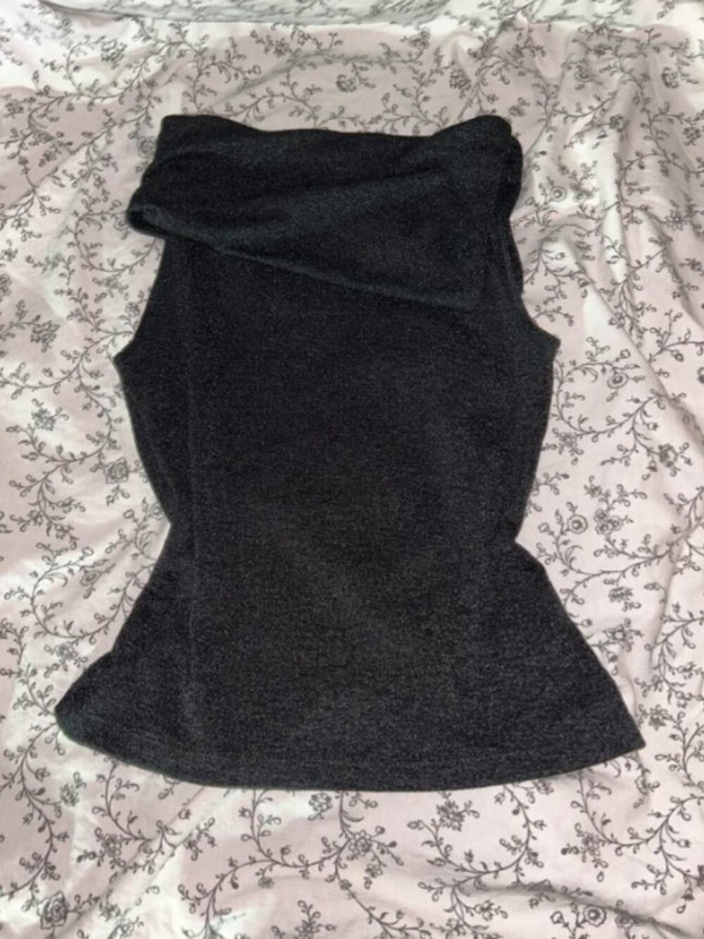 Sleeveless Asymmetric Mock Neck Top